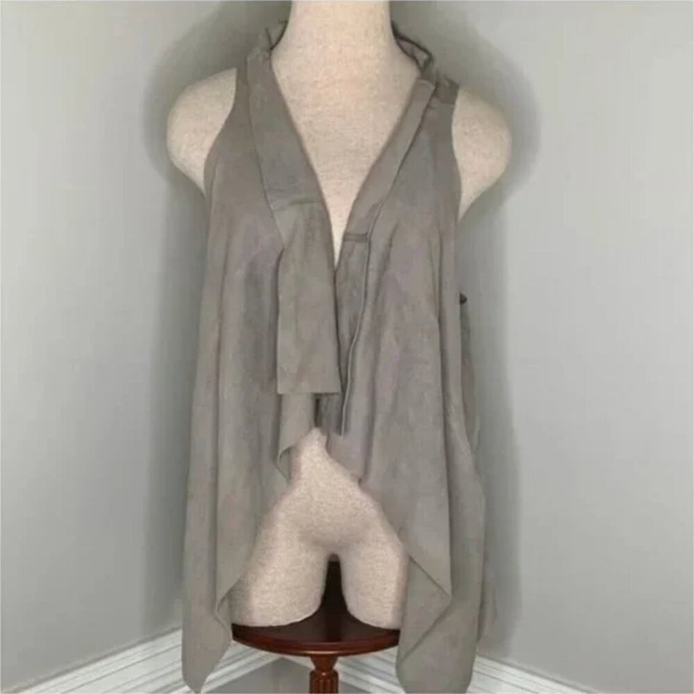 Isabella Bird Women's Leather Suede Drape Front Open Waterfall Vest Size Small